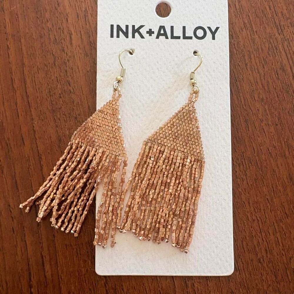 Ink+Alloy Women's Gold Bead Fringe Earrings